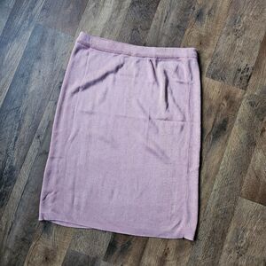 Vtg A.K.F 80s Pink Knit Sweater Skirt Sz M Elastic Waist A-Line Cottage Boho EUC